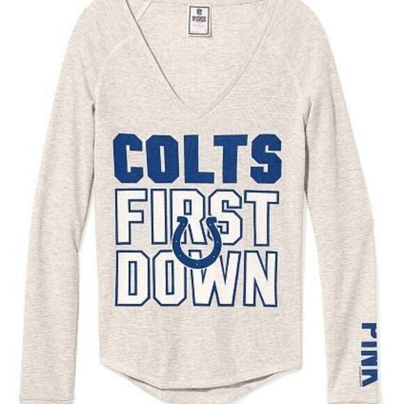NFL Victoria Secret VS Pink INDIANAPOLIS COLTS Long Sleeve Thermal Tee XS NWT - Picture 1 of 3